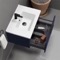 Blue Wall Mounted Small Bathroom Vanity, Modern, 26